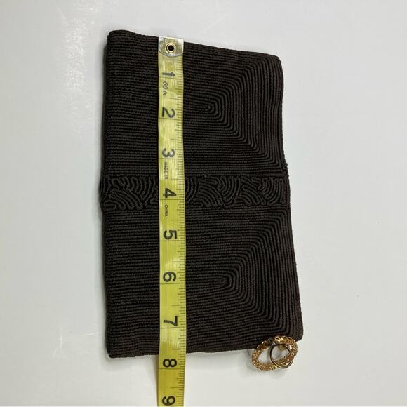 Brown Beaded Elegant Zip Clutch - Picture 7 of 8